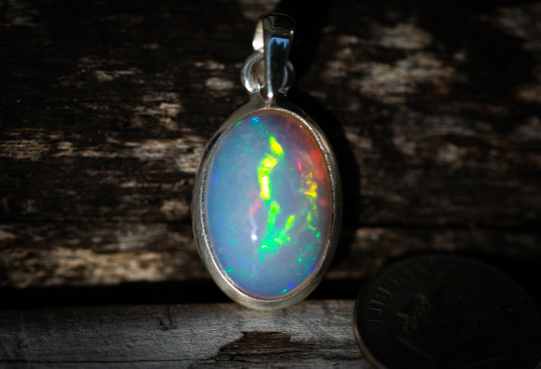 Ethiopian Opal Pendant Blue, Green, Red, Orange Yellow Flashes October ...