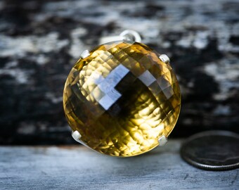 Faceted Citrine Pendant - Sterling Silver, November Birthstone