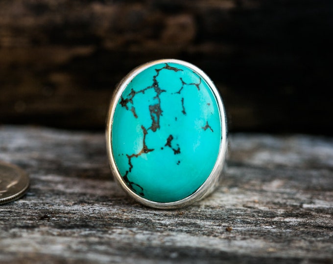 Turquoise Ring 10, Turquoise Mens Ring Size 10, Large Mens Turquoise
