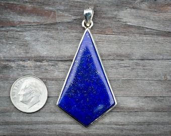 Lapis Pendant set in Sterling Silver - Gorgeous Lapis Lazuli Pendant - Lapis Jewelry - Sterling Silver Lapis Necklace - Lapis Lazuli Jewelry