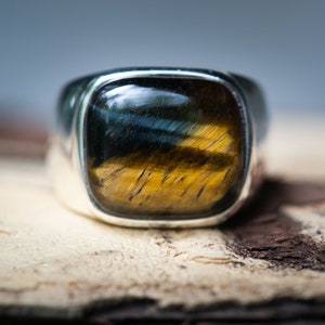 Hawk&#39;s Eye Ring 11.5 - Large Hawk&#39;s Eye Ring 11.5 - Mens Ring - Unisex Ring - Hawk&#39;s Eye Jewelry - Sterling Silver Hawk&#39;s Eye Ring Size 11.5