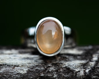 Cats Eye Moonstone Ring size 7 - Peach Orthoclase Moonstone size 7  -  Peach Orthoclase moonstone ring - Peach moonstone ring Moonstone