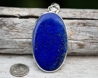 Lapis Pendant set in Sterling Silver - Gorgeous Lapis Lazuli Pendant - Lapis Jewelry - Sterling Silver Lapis Necklace - Lapis Lazuli Jewelry