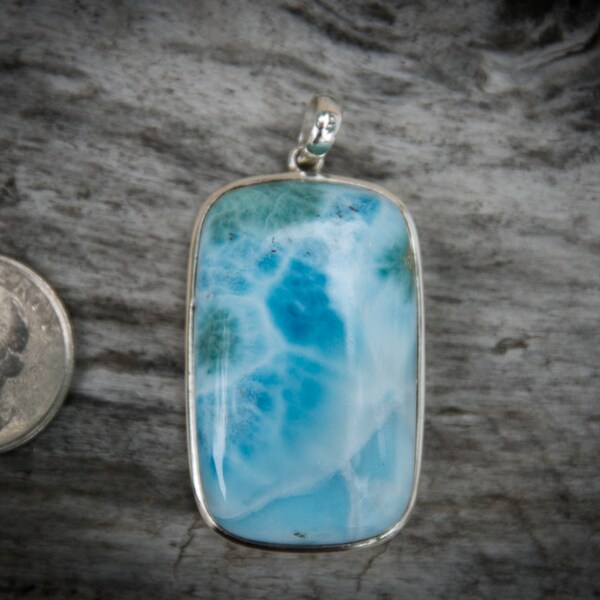 Larmiar Pendant - Larimar and Sterling Silver pendant. Unique Larimar. Blue Pectolite Pendant - Larimar necklace - larimar pendant -