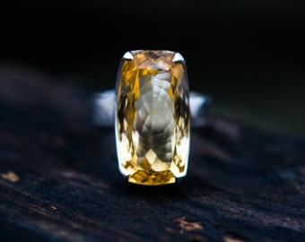 Sterling Silver Citrine Ring - November Birthstone, Size 8