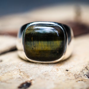 Hawk&#39;s Eye Ring 11 - Large Hawk&#39;s Eye Ring 11 - Mens Ring - Unisex Ring - Hawk&#39;s Eye Jewelry - Sterling Silver Hawk&#39;s Eye Ring Size 11