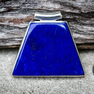 Lapis Pendant Sterling Silver Tube Bale - Gorgeous Lapis Lazuli Pendant - Lapis Jewelry - Sterling Silver Lapis Necklace - Lapis Jewelry