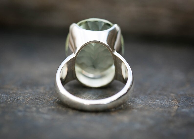 Oval Cut Ring Green Quartz Ring 8 Green Quartz Ring Size 8 Green Amethyst Ring Oval Green Amethyst Ring Prasiolite Ring