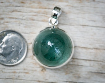 Aquamarine Cabochon Pendant - 925 Sterling Silver, March Birthstone