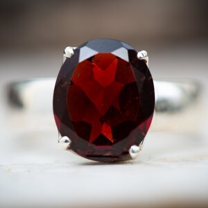 Garnet Ring Size 8 - Almandine Garnet & Sterling Silver Ring - Red Garnet Ring - Garnet Jewelry - January Birthstone - Almandine Garnet 8