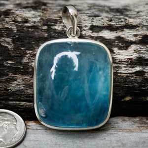 Aquamarine Cabochon Pendant - Stabilized Aquamarine pendant ~ Aquamarine March birthstone - Aquamarine Pendant - Aquamarine Necklace