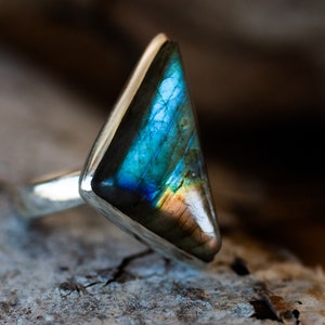 Labradorite Ring 10 - Blue Labradorite Ring Size 10 - Labradorite Ring Sterling Silver Labradorite Sterling Siver Labradorite Ring Size 10