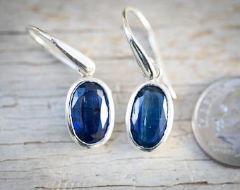 Kyanite Earrings: Sterling Silver Dangle, Blue Gemstone Jewelry