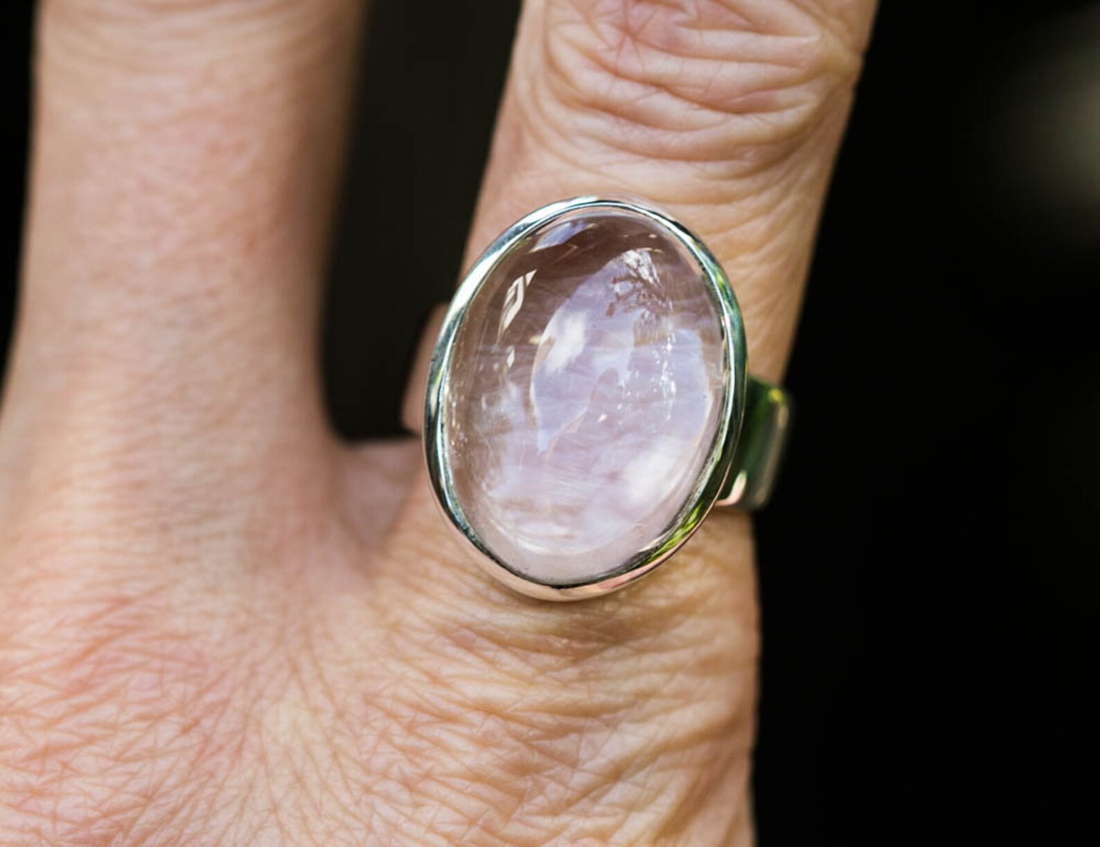 Clear Quartz Ring Size 5.5 9.5 Quartz Cabohon Ring Etsy
