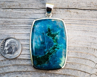 Azurite Malachite 925 Sterling Silver Pendant – Gemstone Necklace