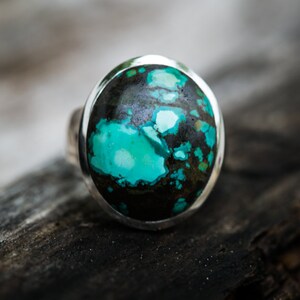 Tibetan Turquoise Sterling Silver Ring, Size 7.5