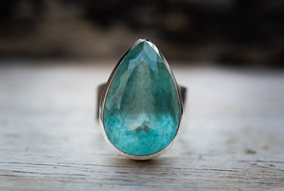 Blue green aquamarine ring discount