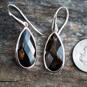 Smoky Quartz Dangle Earrings, Smoky Quartz, Stunning Smoky Quartz Checkerboard Smoky Quartz earrings - Smoky Quartz Dangle Earrings - Dangle