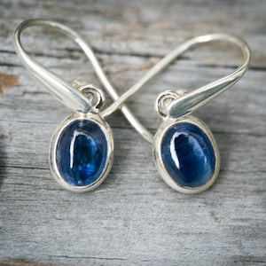Kyanite Earrings - Kyanite Cabochon dangle earrings - Kyanite Jewelry - Kyanite Blue Gemstone Earrings - Kyanite Dangle Earrings - Kyanite