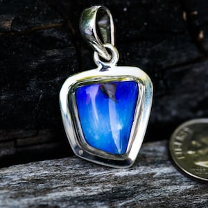 Boulder Opal Pendant - Natural  Blue Boulder Opal - Gorgeous Boulder Opal Necklace - Boulder opal pendant - opal Sterling Silver Pendant