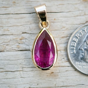 Rubellite Tourmaline 14k Gold Pendant Rubellite Tourmaline Necklace - Tourmaline Pendant - Pink Tourmaline - 14k Gold Rubellite
