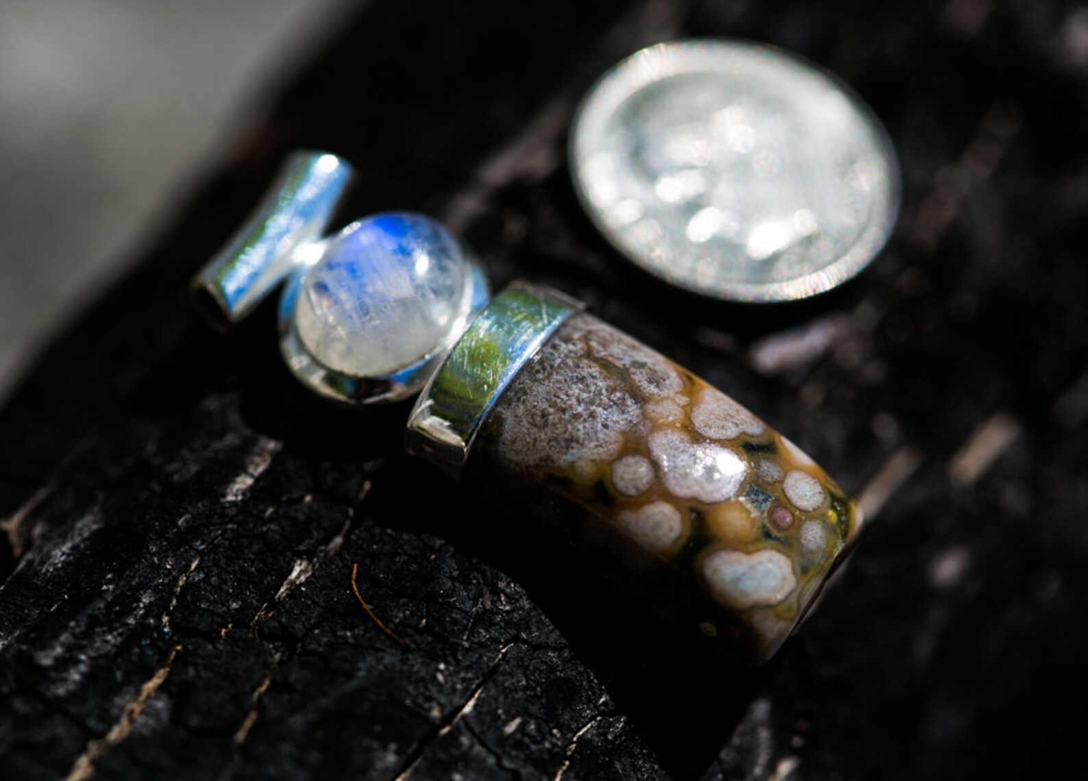 Orbicular Jasper and Rainbow Moonstone Pendant Ocean Jasper Etsy