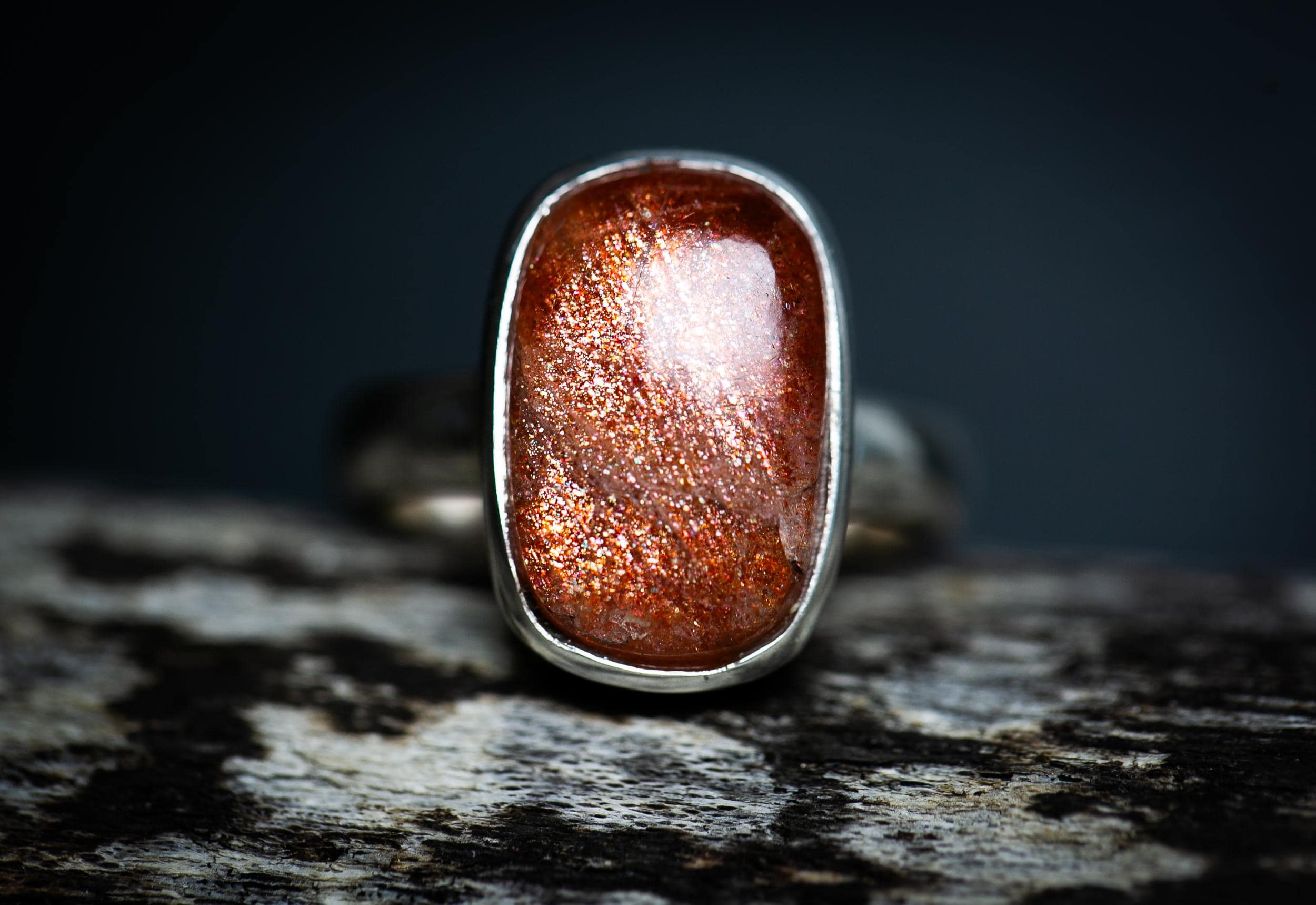 Sunstone Ring 6.25 - Sunstone cabochon ring Size 6.25 - Sunstone Jewelry - Sunstone and Sterling Silver Ring - orange sunstone ring 6.25