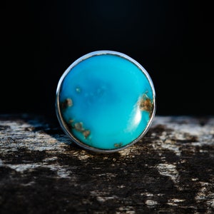 Turquoise Ring size 7 - Turquoise Ring size 7 Unisex Ring - Round Sterling Silver Turquoise Ring - Turquoise Ring Size 7 set in 925 silver