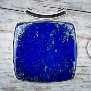 Lapis Pendant set in Sterling Silver - Gorgeous Tube Bale Lapis Lazuli Pendant - Lapis Jewelry - Sterling Silver Lapis Necklace - Lapis