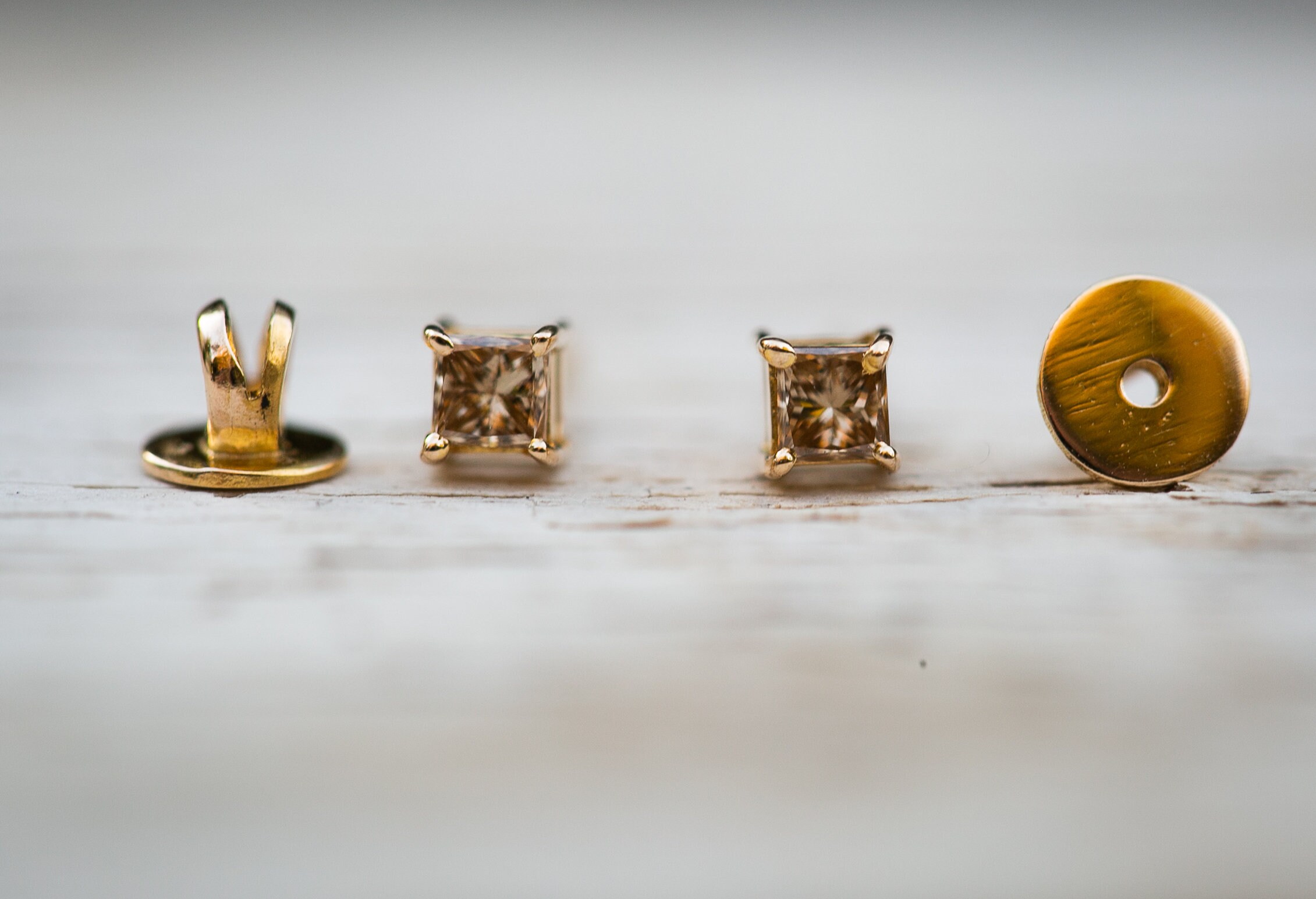 Gold and store diamond studs
