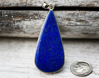 Lapis Pendant set in Sterling Silver - Gorgeous Lapis Lazuli Pendant - Lapis Jewelry - Sterling Silver Lapis Necklace - Lapis Lazuli Jewelry