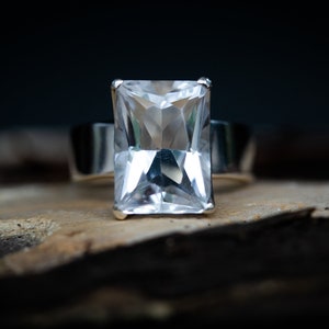Crystal Quartz Ring size 5 - 9 - Clear Quartz Princess Cut Ring - Crystal Ring - Gorgeous Clear Crystal Quartz  Ring Quartz Cystal 5 -9