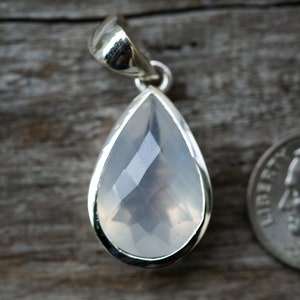 Ice Quartz Pendant - Checkerboard Cut Ice Quartz Pendant - Ice Quartz Jewelry - Sterling Silver Ice Quartz Pendant - Ice Quartz