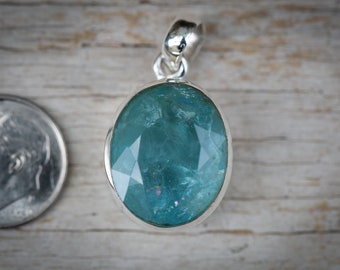 Aquamarine pendant with Pink fire ~ Natural untreated, unheated Blue Aquamarine Sterling Silver pendant ~ Aquamarine March birthstone