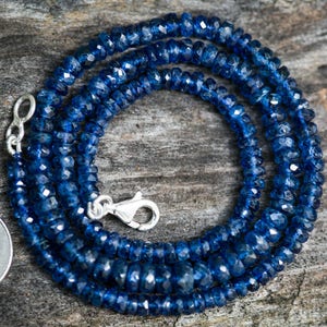 Kyanite Necklace 3-7mm Blue Kyanite micro facet Rondelle Necklace - Kyanite Beads - Kyanite Necklace - Blue Kyanite Necklace 3-7mm necklace