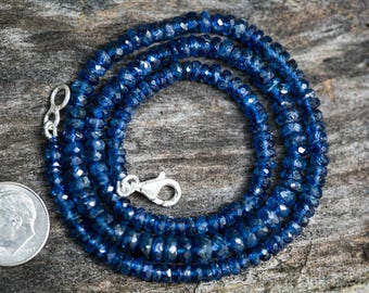 Kyanite Necklace 3-7mm Blue Kyanite micro facet Rondelle Necklace - Kyanite Beads - Kyanite Necklace - Blue Kyanite Necklace 3-7mm necklace