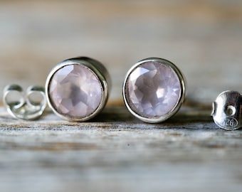 Rose Quartz 10mm Sterling Silver Stud Earrings