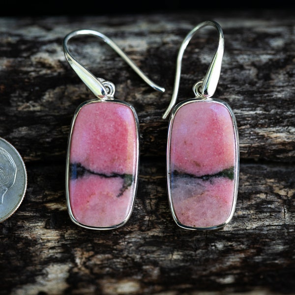 Rhodonite Earrings - Rhodonite Dangle Earrings - Rhodonite Jewelry - Rhodonite - Pink Earrings - Rhodonite Dangle Earrings - Rhodonite