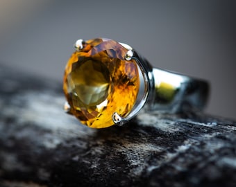 Citrine Sterling Silver Ring – Size 6, November Birthstone