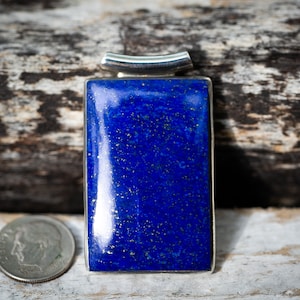 Lapis Pendant set in Sterling Silver - Gorgeous Tube Bale Lapis Lazuli Pendant - Lapis Jewelry - Sterling Silver Lapis Necklace - Lapis