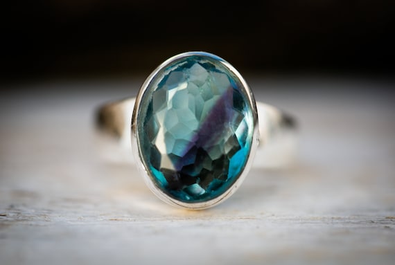 Fluorite Ring 9 - Natural Blue and Purple Fluorite Ring