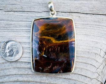 Sterling Silver Pietersite Pendant – High Contrast Gemstone Necklace
