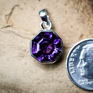 Amethyst Pendant - Amethyst Octagon Cut pendant - February birthstone - Amethyst Necklace - Amethyst - Natural Amethyst Birthstone Pendant