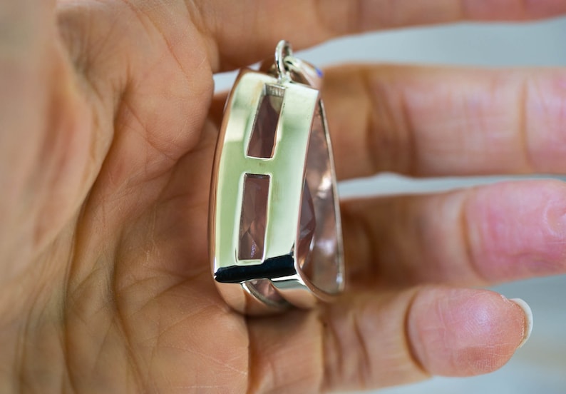 Large Rose Quartz Pendant Rose Quartz Pendant Large Stunning Rose Quartz Pendant Rose Quartz Pendant Sterling Sliver Rose Quartz