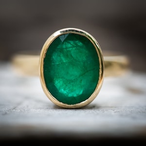 Emerald Ring 14K Gold Size 6.75 - Emerald Jewelry - Engagement Ring Alternative - 14k Gold - Emerald Ring - Natural Emerald - Ring Size 6.75
