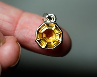 Faceted Citrine Pendant – Sterling Silver Octagon, November Birthstone