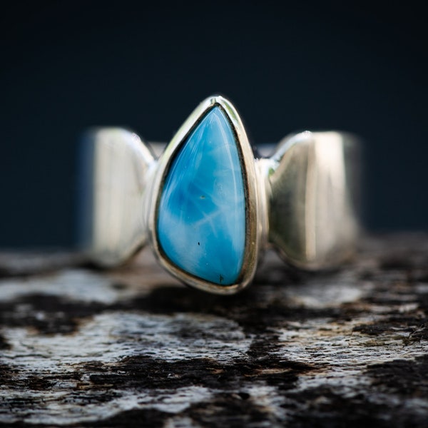 Larmiar Ring Size 6.75 - Blue Larimar Ring - Gorgeous larimar ring - Unisex Larimar Ring - Larimar Ring Size 6.75 - Blue Pectolite