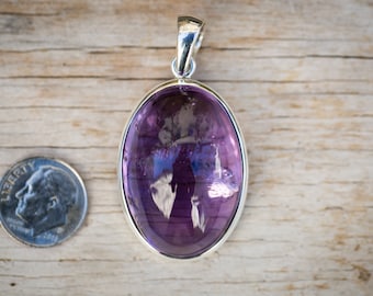 Amethyst Pendant - Large Amethyst Cabochon Necklace - Amethyst Cabochon - Amethyst Pendant - Purple Amethyst Pendant - February birthstone -