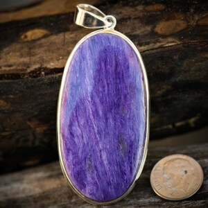 Siberian Charoite Sterling Silver Pendant: Purple Gemstone Necklace
