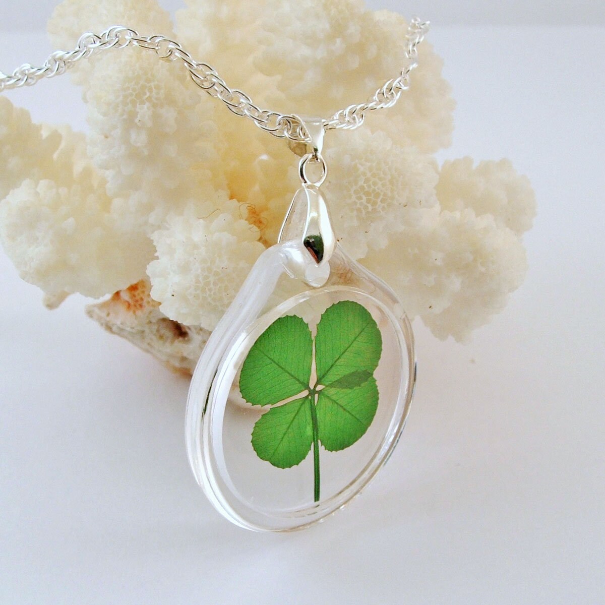 Silver Clover J Pendant - Etsy